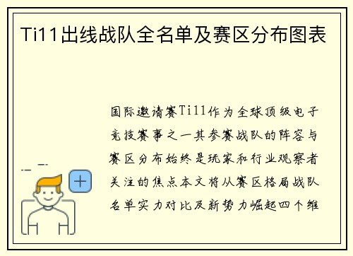 Ti11出线战队全名单及赛区分布图表